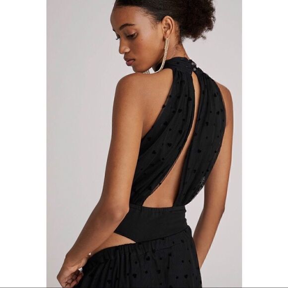 NEW Anthropologie Maeve Black Tulle Love Hearts Bodysuit Maxi Skirt Set Medium - Picture 5 of 7